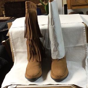 Tall fringed boots (NWOT)